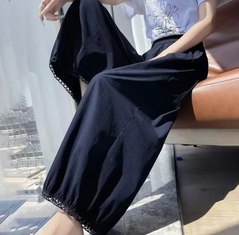 2025夏季新品时尚百搭款潮流纯色九分裙裤休闲显瘦洋气女士裤子