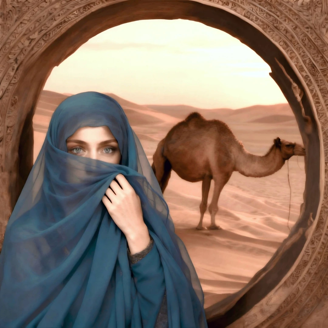 保护野骆驼相关装饰画《丝路风情》 带框 实木方形 限量版画