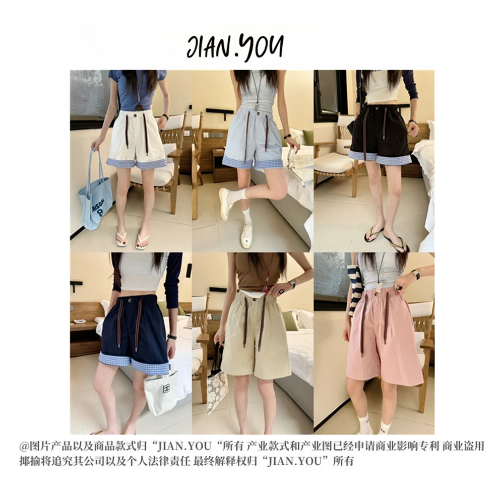 JIANYOU-「体感日记」2025春季新款氛围感休闲百搭宽松短裤R-25030