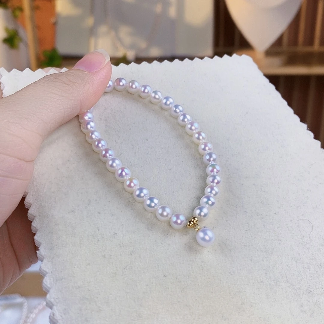 淡水珍珠手绳18K金镶嵌