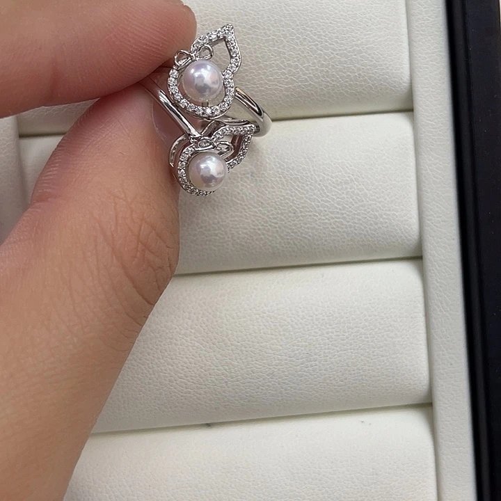 戒指银S925镶嵌淡水珍珠