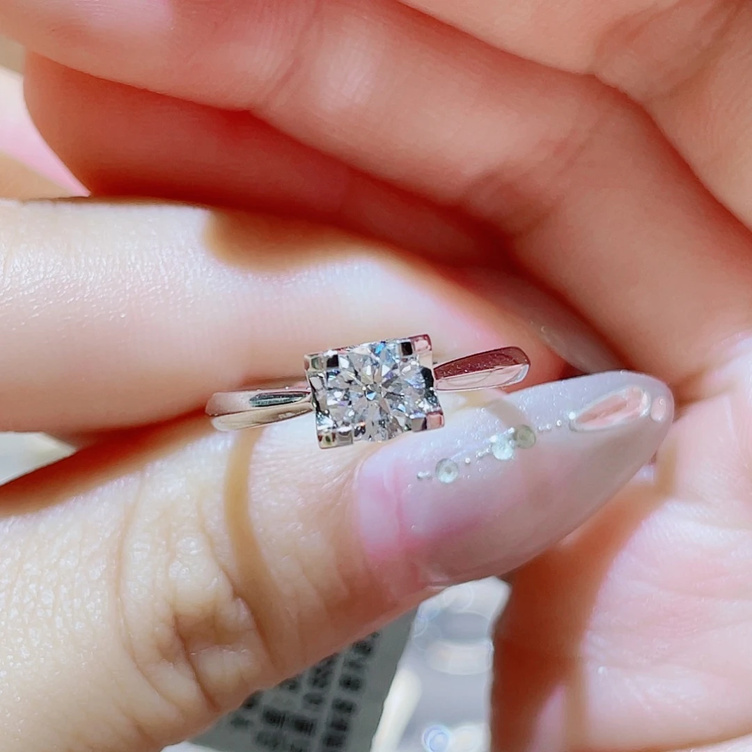 忸***铂Pt950镶嵌实验室培育钻石0.5ct 牛头戒指 13号