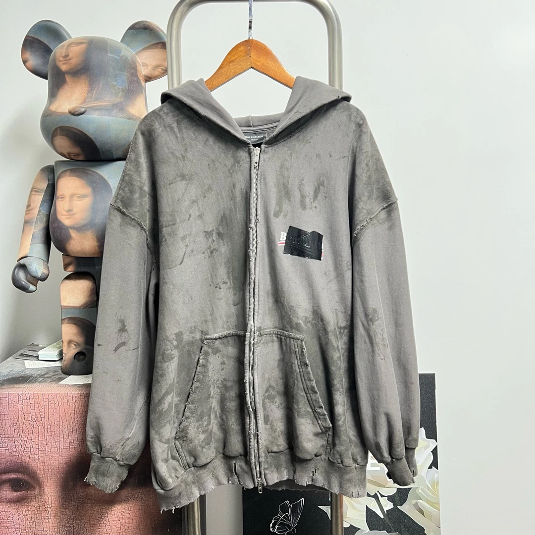 99新 Balenciaga/巴黎世家 泥染海浪外套 O1944 XS 衣长65 胸围53