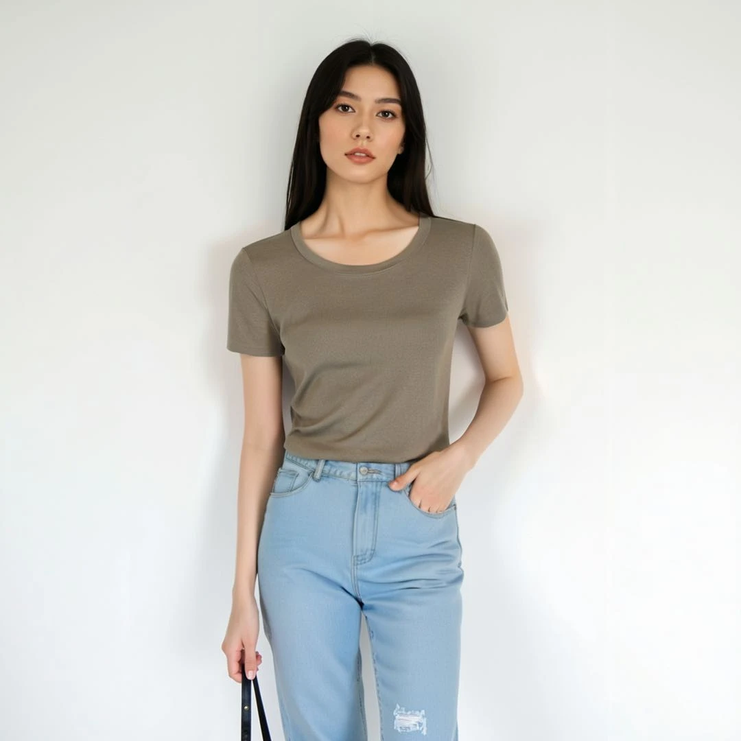 6141棉亚麻法国雨露麻宽松圆领小飞袖上衣夏季短袖T恤