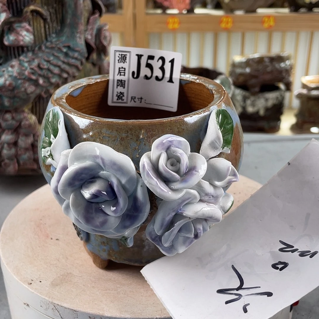 紫砂花盆景德镇陶瓷多肉花盆531