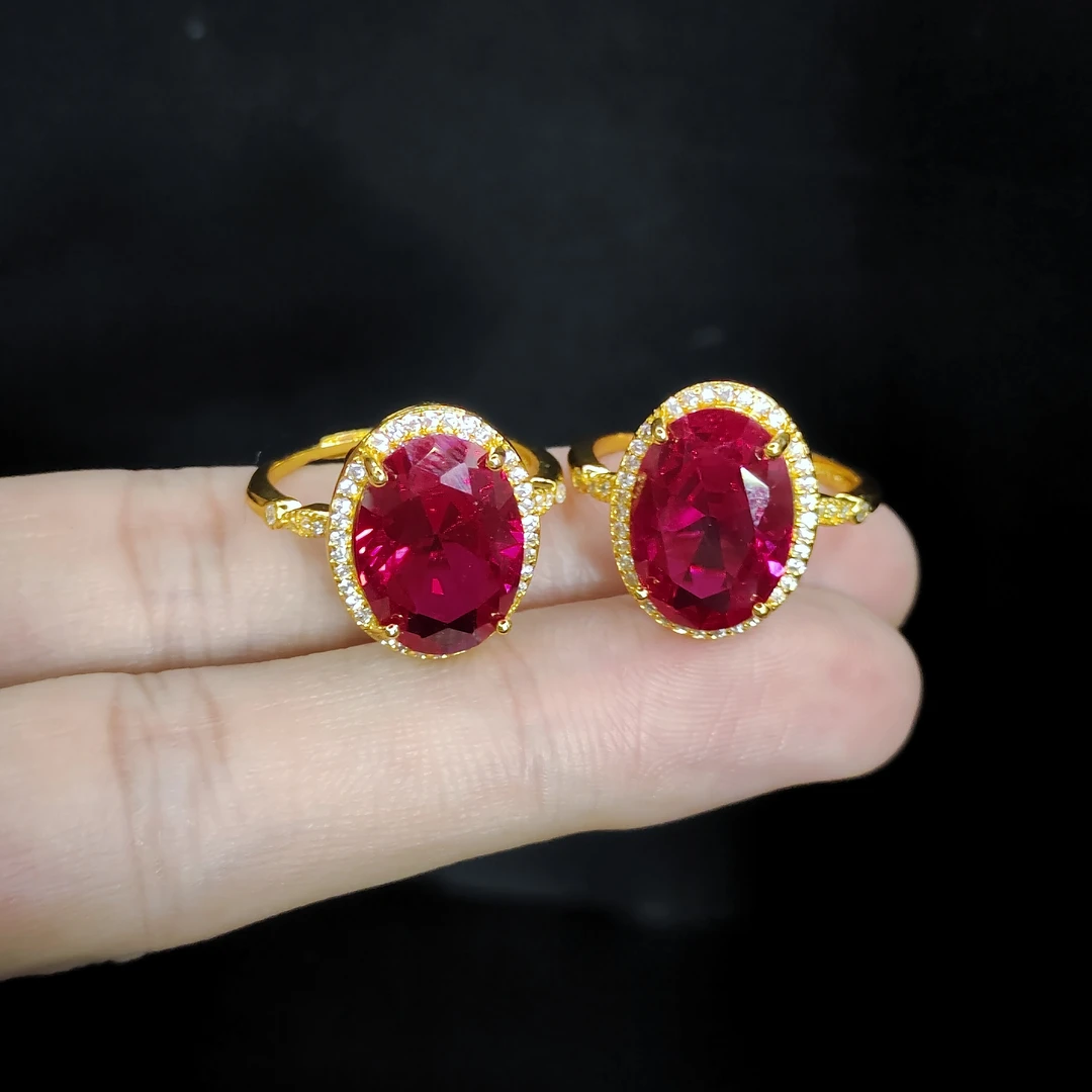 培育红宝石【李想精选】红宝石蛋面戒指X9【多样性发其一】约13-9-3mm