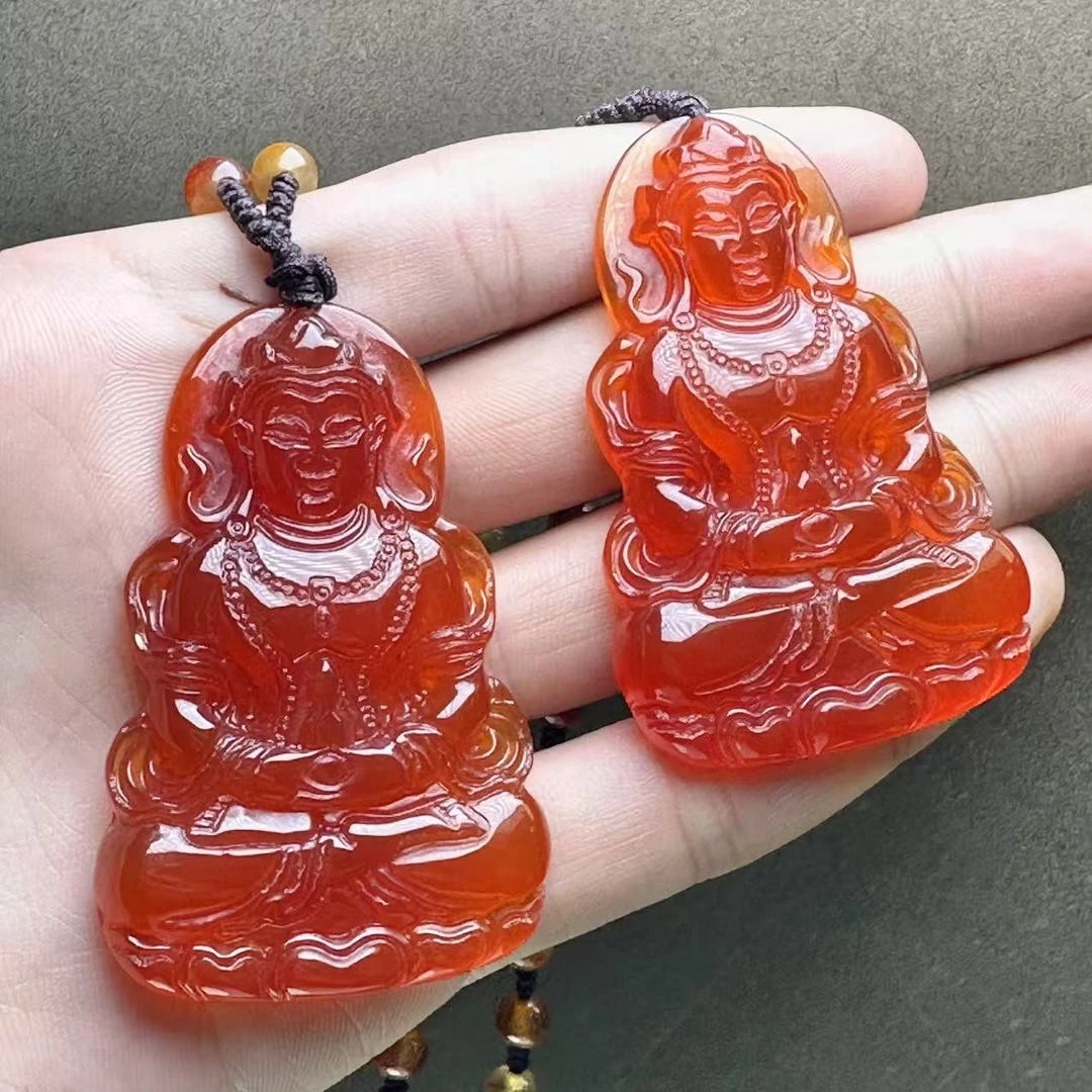 S7970【福嘟嘟】沁血牛黄宝渡母观音吊坠-配珠链-多样性只发一件