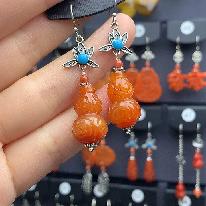 翡翠耳饰银S925镶嵌保****4