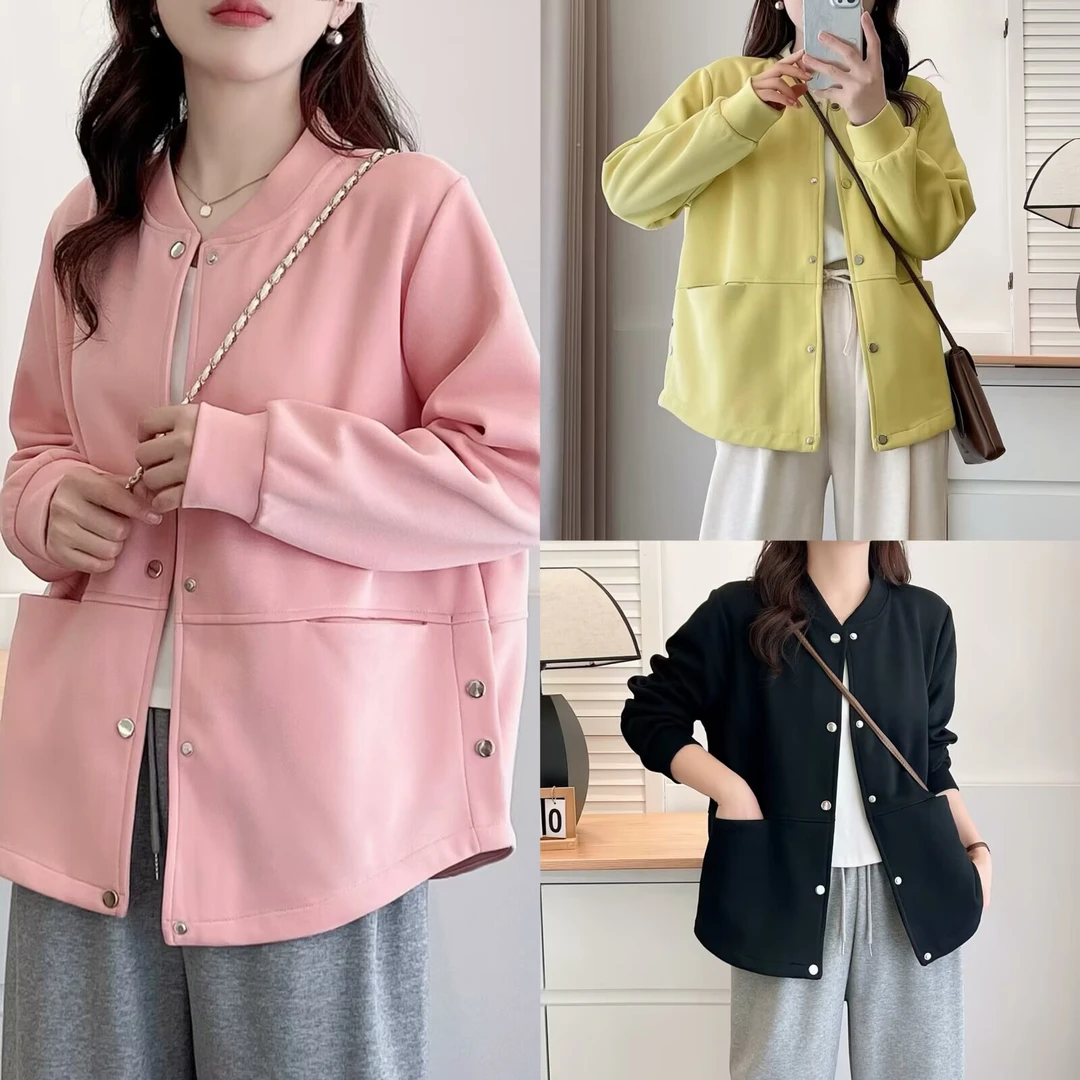 大码胖MM春秋洋气新款2025棒球开衫上衣时尚宽松休闲百搭夹克外套
