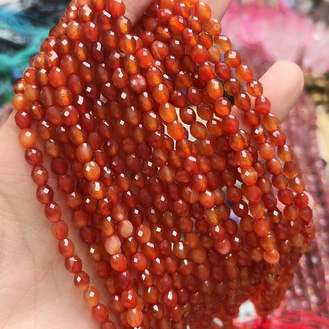 玛瑙/玉髓未镶嵌珠宝半成品5×6红玛米切一条