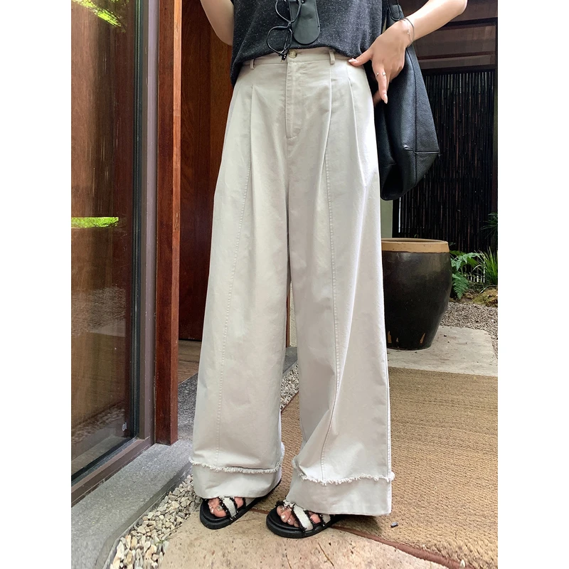 【ALINDM年中大清仓】胖mm直筒工装裤200斤高腰显瘦阔腿裤女AS25667