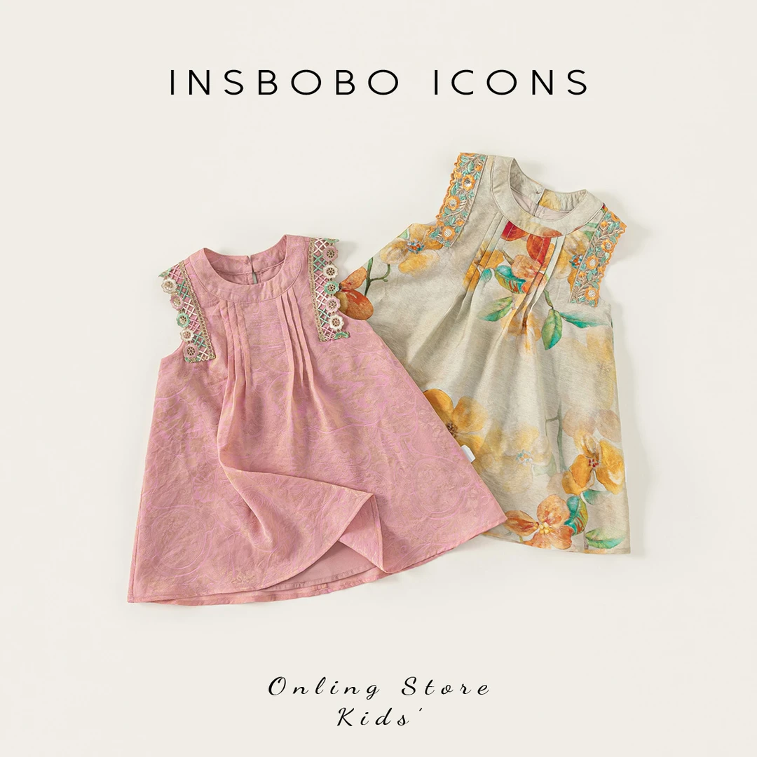 XQ25567【夏】儿童裙子（圆领无袖钩织花边时尚连衣裙）