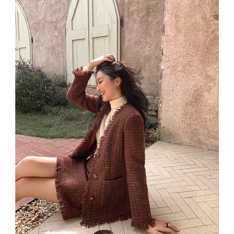 【ALONE SAVOR】奢柔浓巧，气质秋冬精致轻熟风复古套装8042