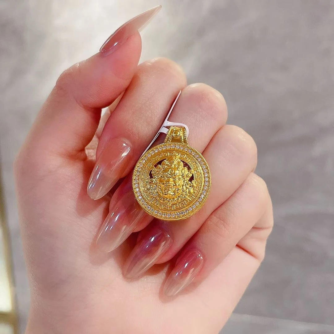 足金999 黄金首饰 5D莫桑“黄财神版1”吊坠【赠绳子】精美时尚