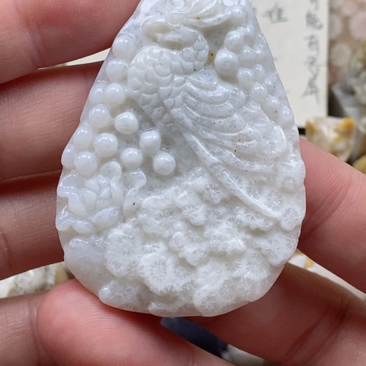 颈饰未镶嵌硅化珊瑚（珊瑚玉）