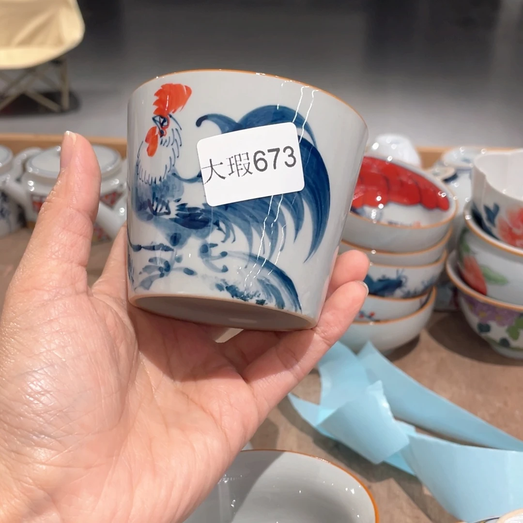 釉下手绘茶具微瑕