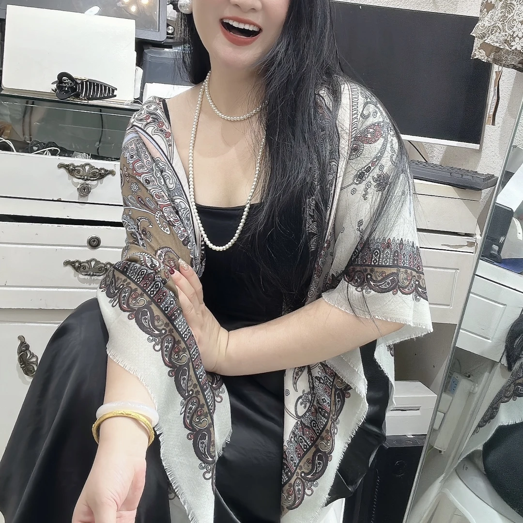 【盼盼精选】异国风情复古腰果防紫外线侘寂风大气气质披肩围巾