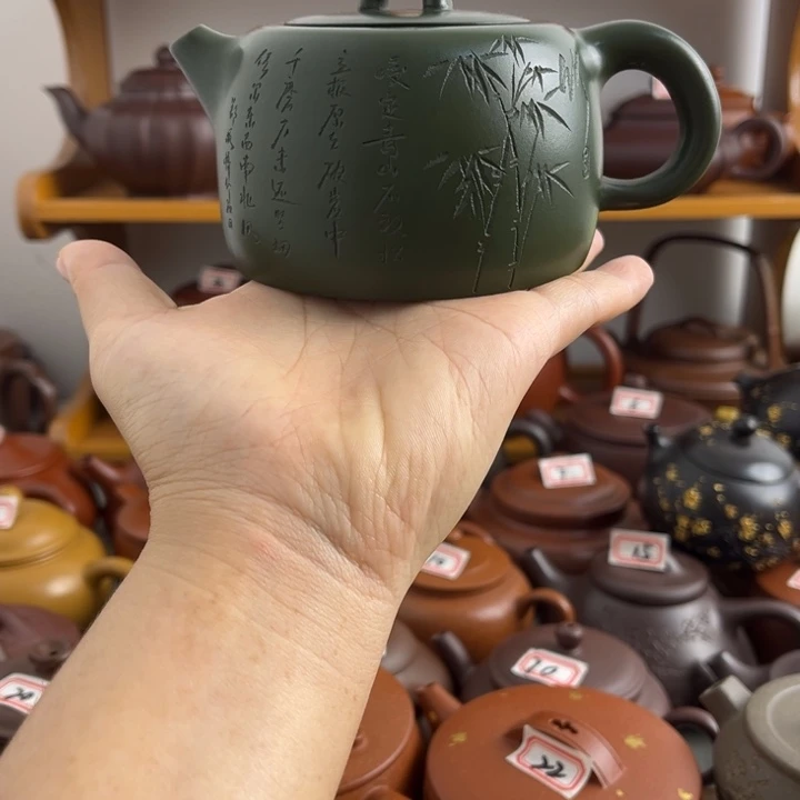 茶壶紫砂250cc绿泥微瑕