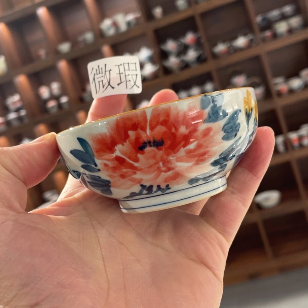 釉下手绘茶具微瑕