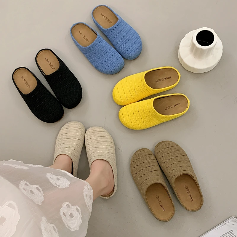 法式罗晚晚风厚底波西米亚勃肯一脚蹬包头透气半拖单鞋