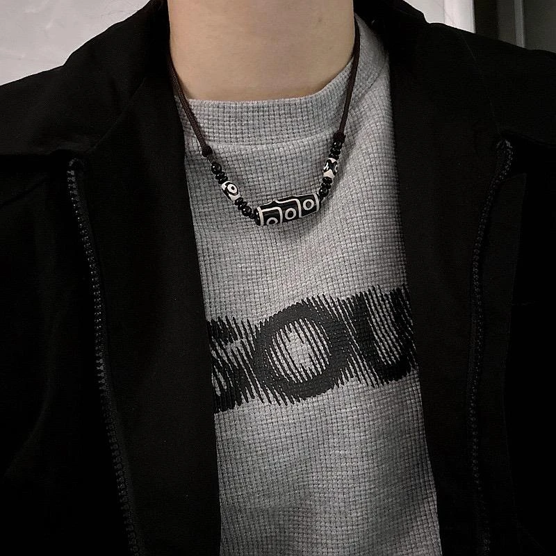 非金属棉绳项链 藏式九眼珠挂绳颈链男女款配饰情侣锁骨链民族风