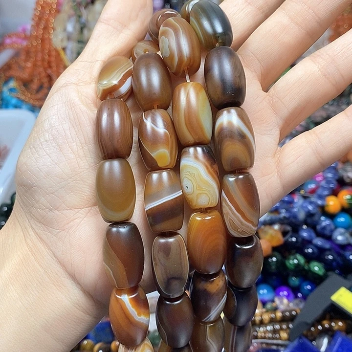 未镶嵌玛瑙/玉髓珠宝半成品高级咖缠丝玛瑙卡14*21mm