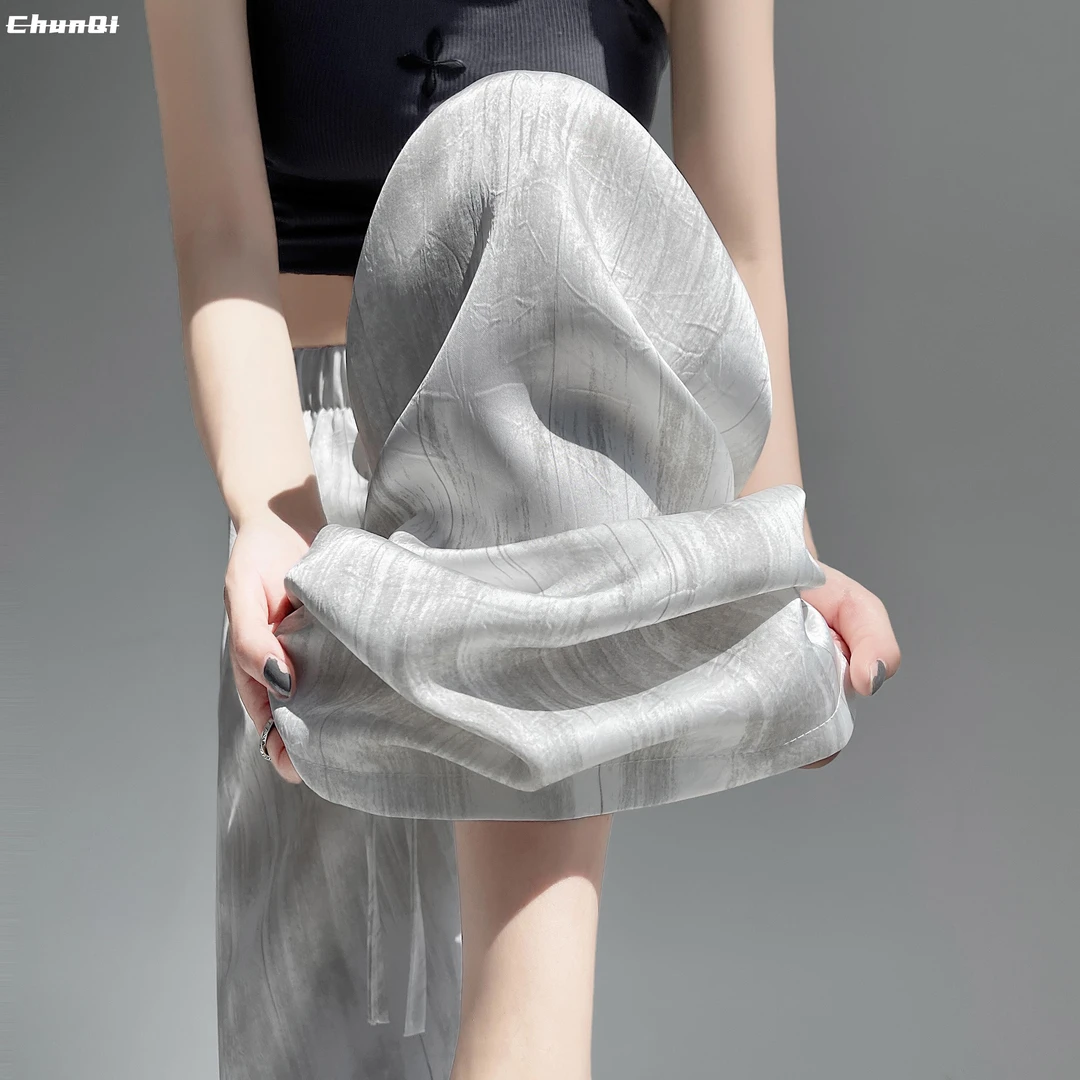 淳启小个子冰丝扎染阔腿裤女夏季薄款九分速干垂感凉感宽松山本裤