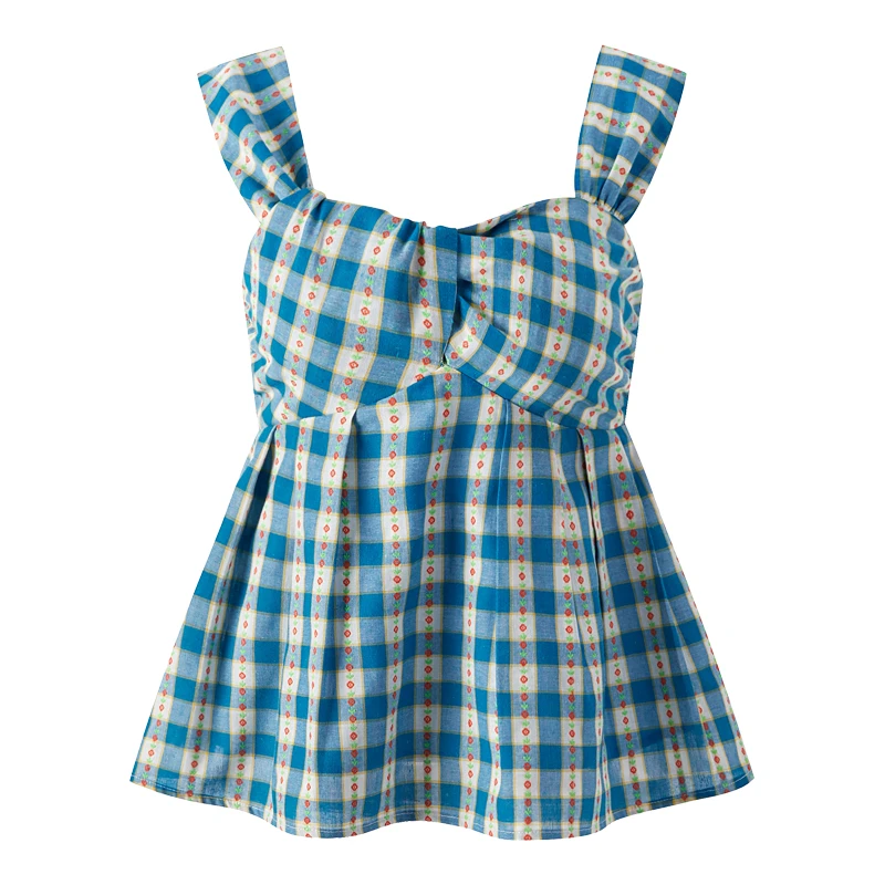 白水女 通勤修身型吊带铁锈红白背心裙子时尚方领荷叶边B50550747