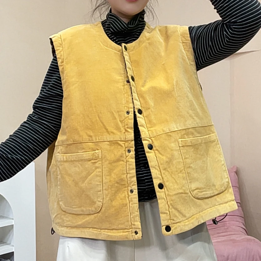 971欧货爆款正反两穿加厚绗棉圆领棉马甲女