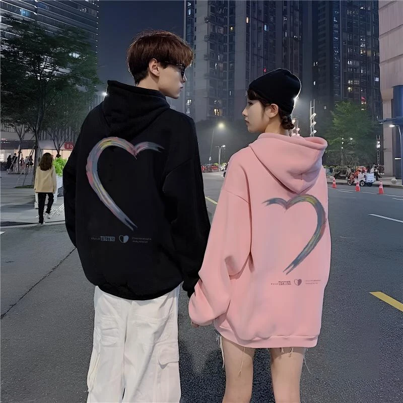 情侣装卫衣秋冬季宽松连帽卫衣男女韩版百搭加绒慵懒风情侣卫衣潮