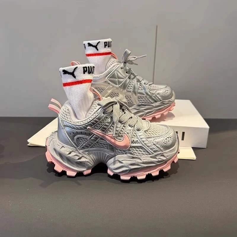 女童2025秋季新款儿童网面老爹鞋小女孩软底时尚透气中大童运动鞋