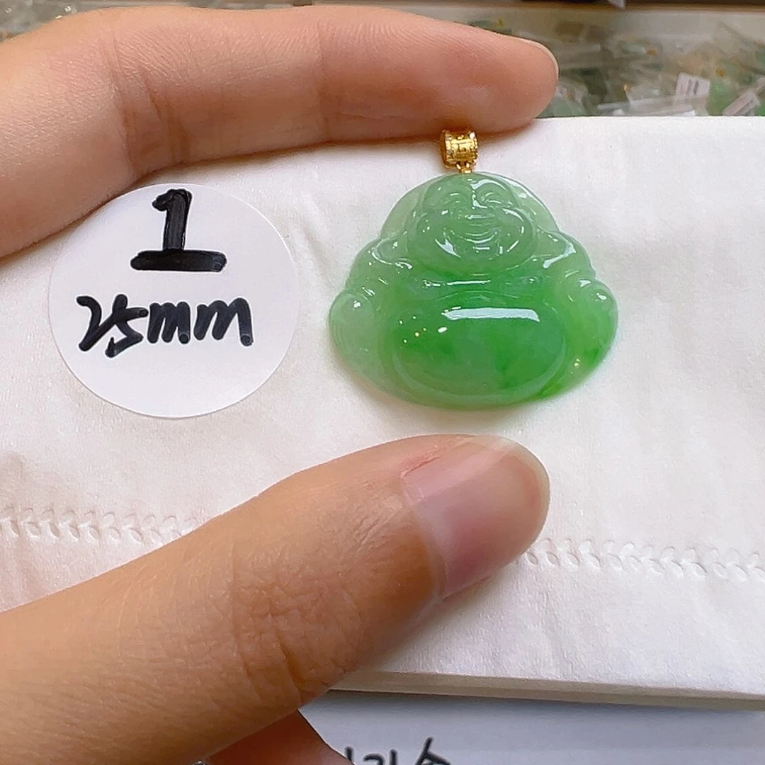 翡翠18K金镶嵌吊坠(不含链)翡翠