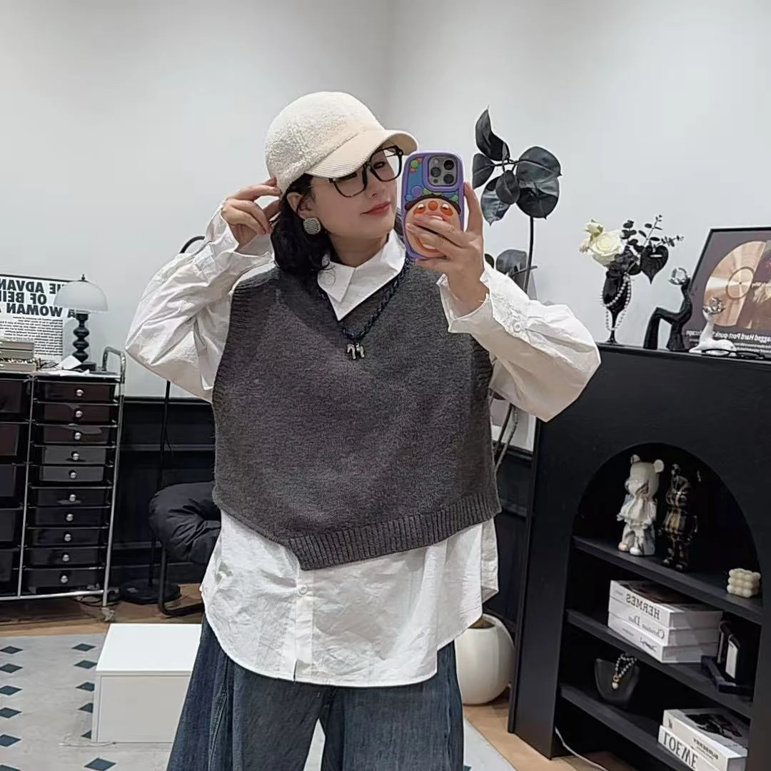 哆唛85199款无袖圆领下摆不规则欧韩时尚潮流休闲秋款针织马甲