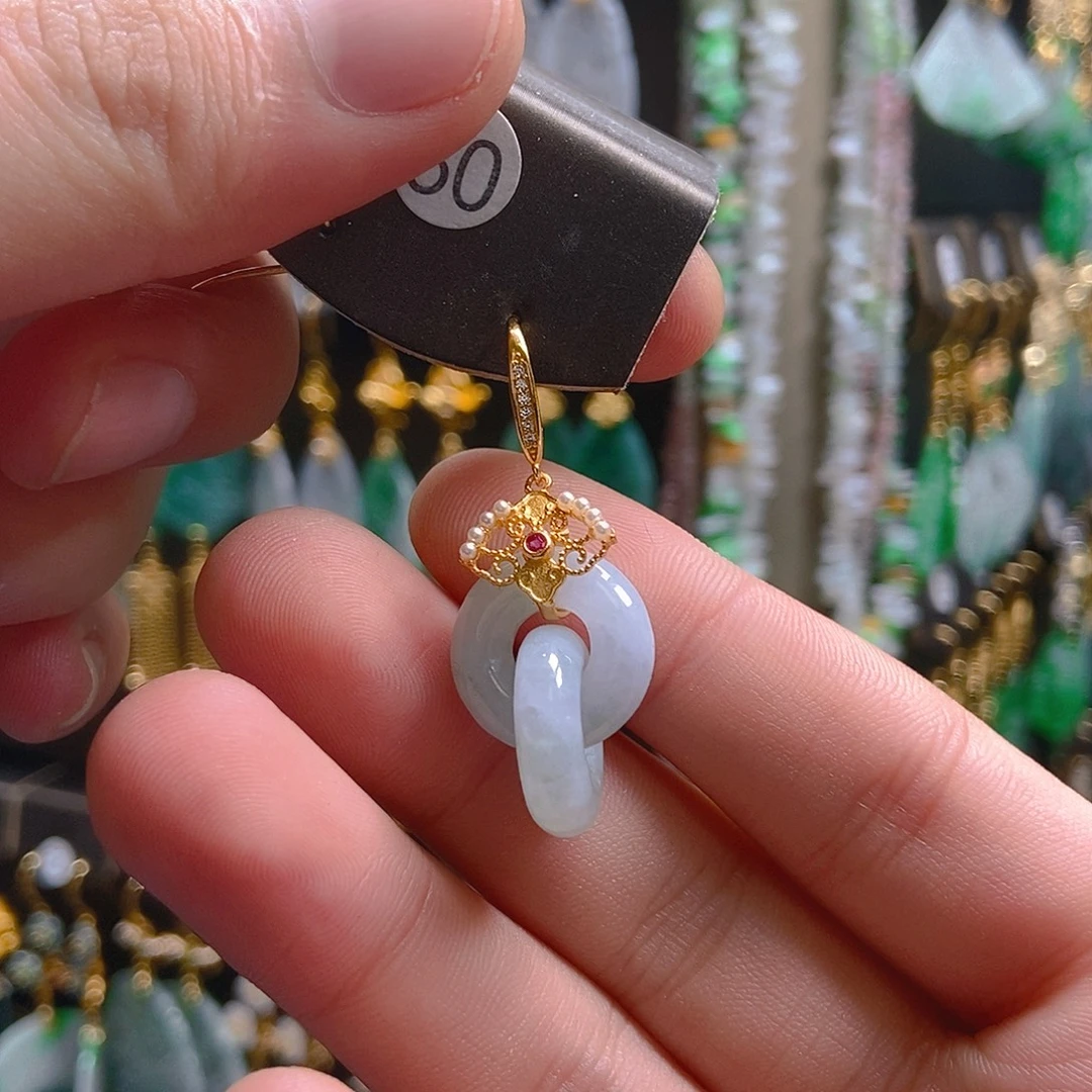 果***0翡翠未镶嵌耳饰翡翠