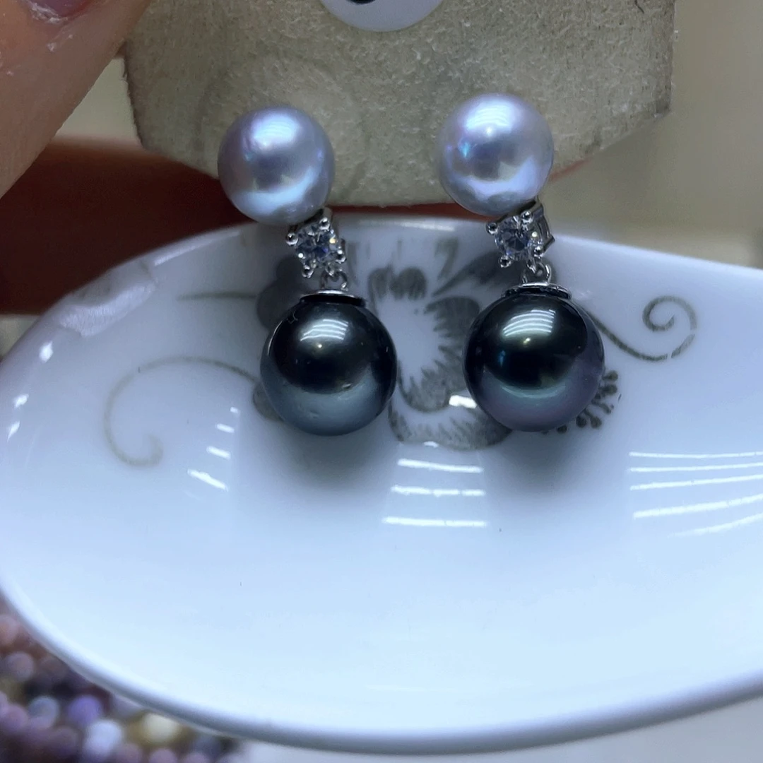 海水珍珠耳饰银S925镶嵌