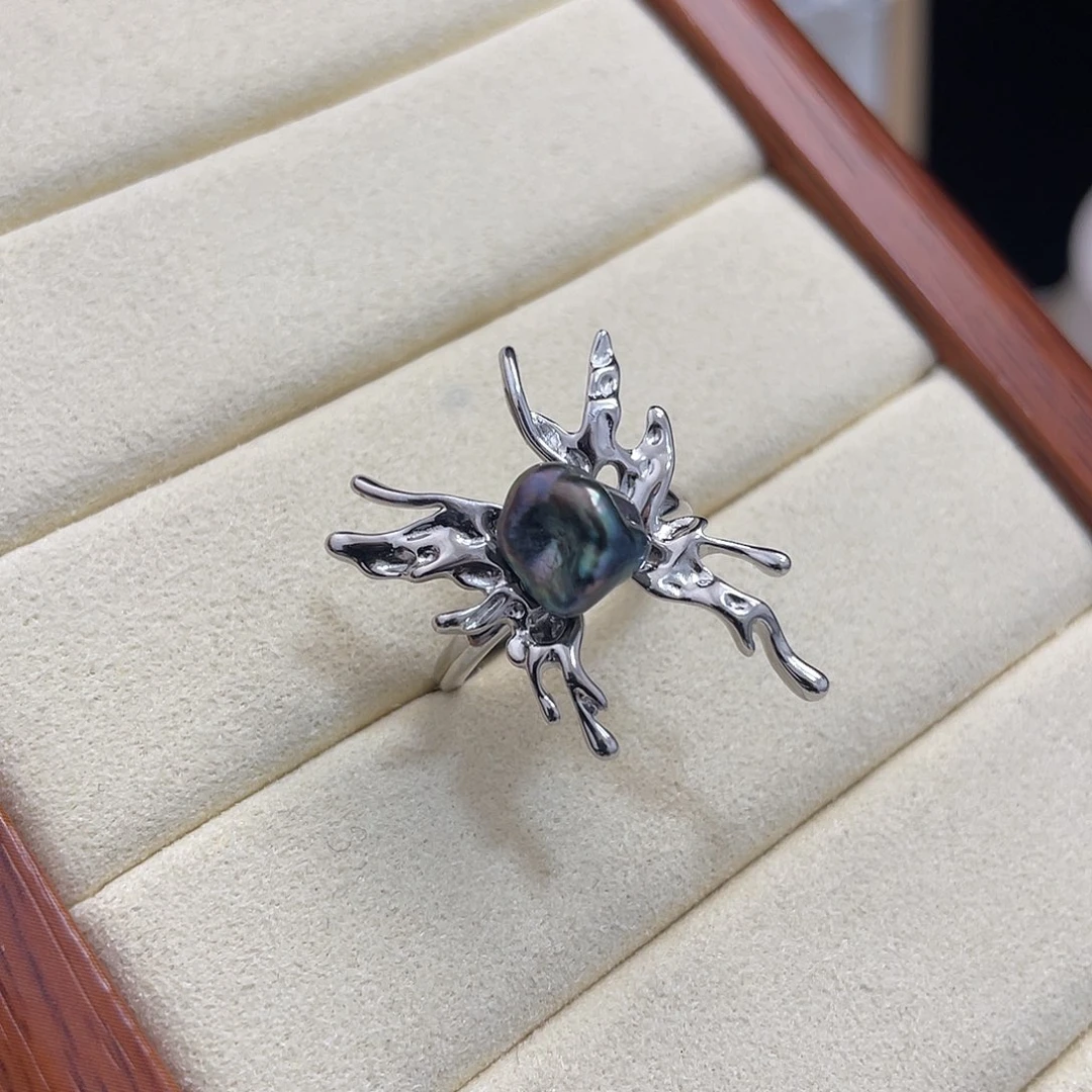 海水珍珠戒指银S925镶嵌?**?