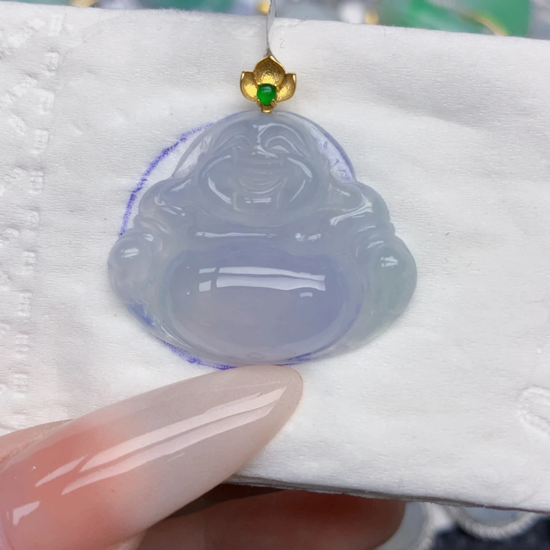 翡翠18K金镶嵌颈饰天然缅甸翡翠a货百元以上9元证书费自理