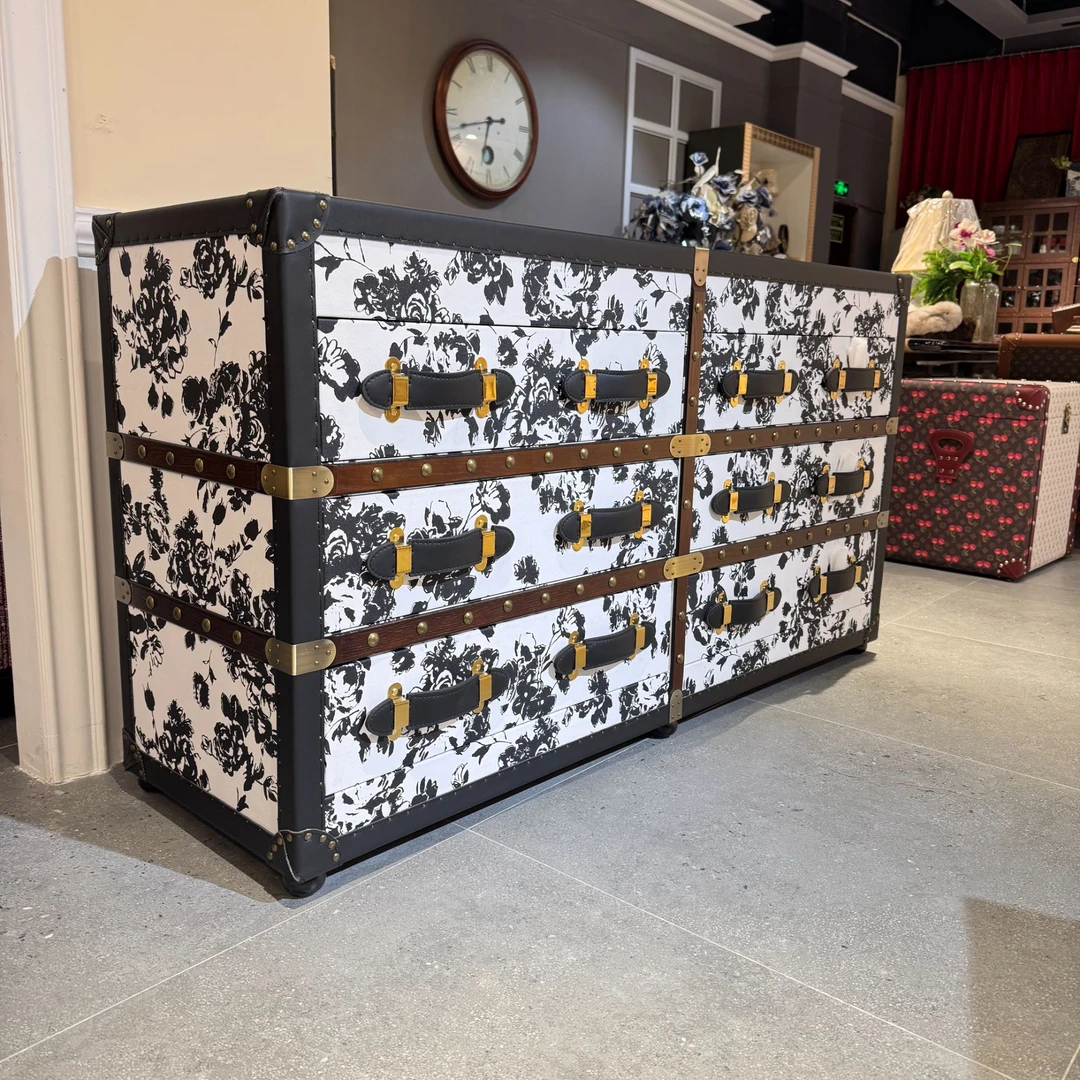 【源头工厂】牡丹花六斗柜别墅餐边柜客厅电视柜大容量抽屉式储物柜