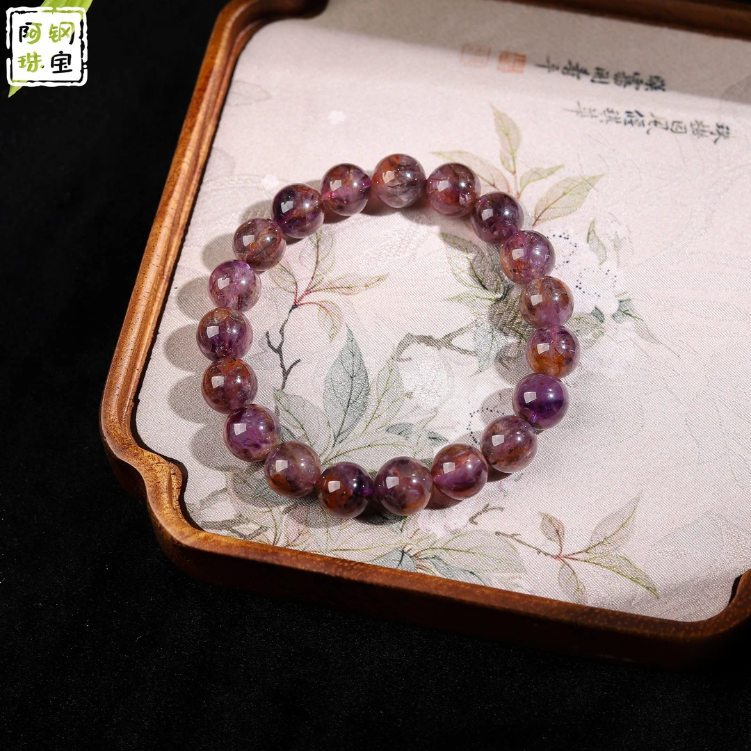 高品紫钛极光23天然紫钛晶手串九紫离火多样性发其一JG119