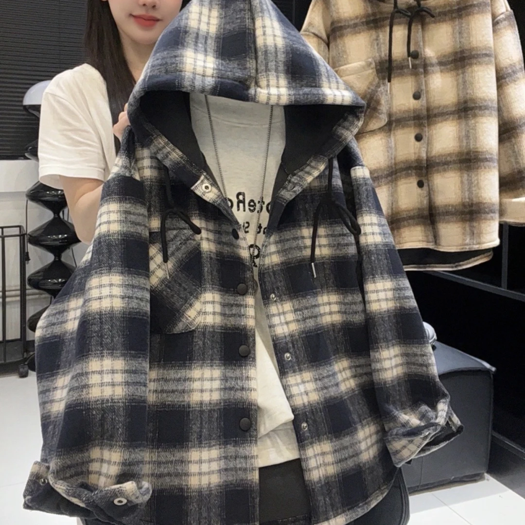 男童秋冬款外套加绒2025新款中大童连帽冬装儿童冬季加厚格子风衣