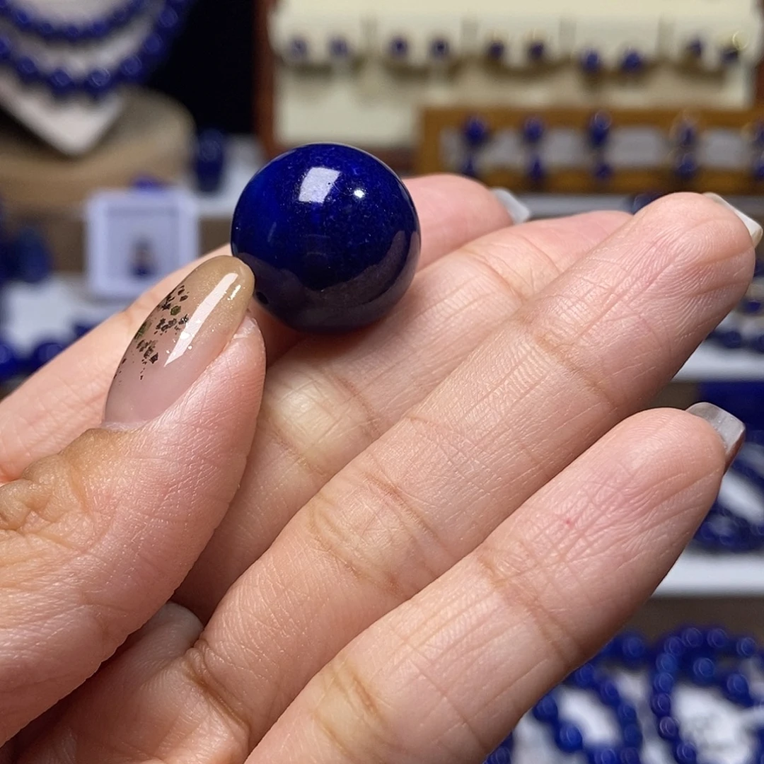 闲***鹤青金石未镶嵌精品老矿 高品单珠18.1