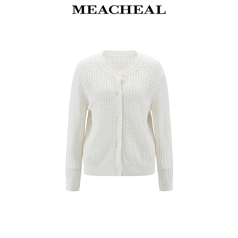 MEACHEAL米茜尔【星线好物】梨花白毛衫824230034006