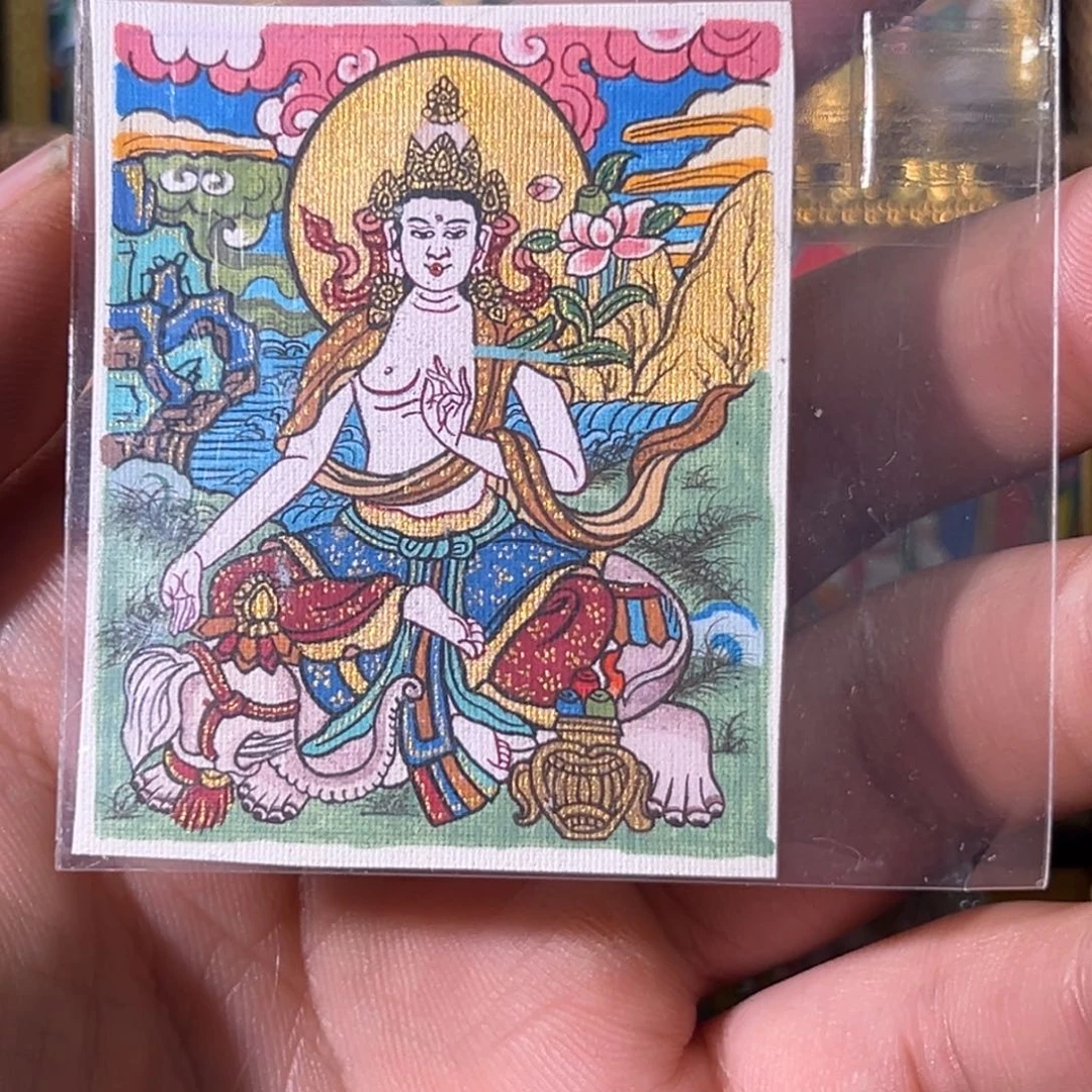 吊坠纯手绘普贤唐卡