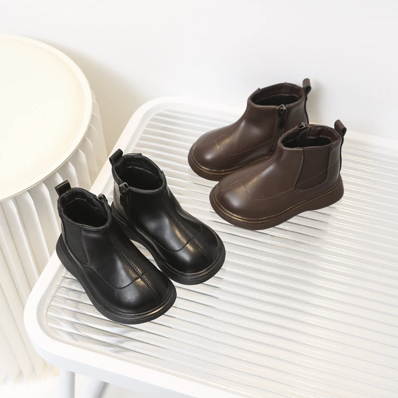 【商场同款】宝宝英伦风秋款软底靴子女童小童短靴男童儿童复古马丁