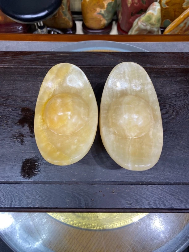 13cm米黄玉金元宝一对