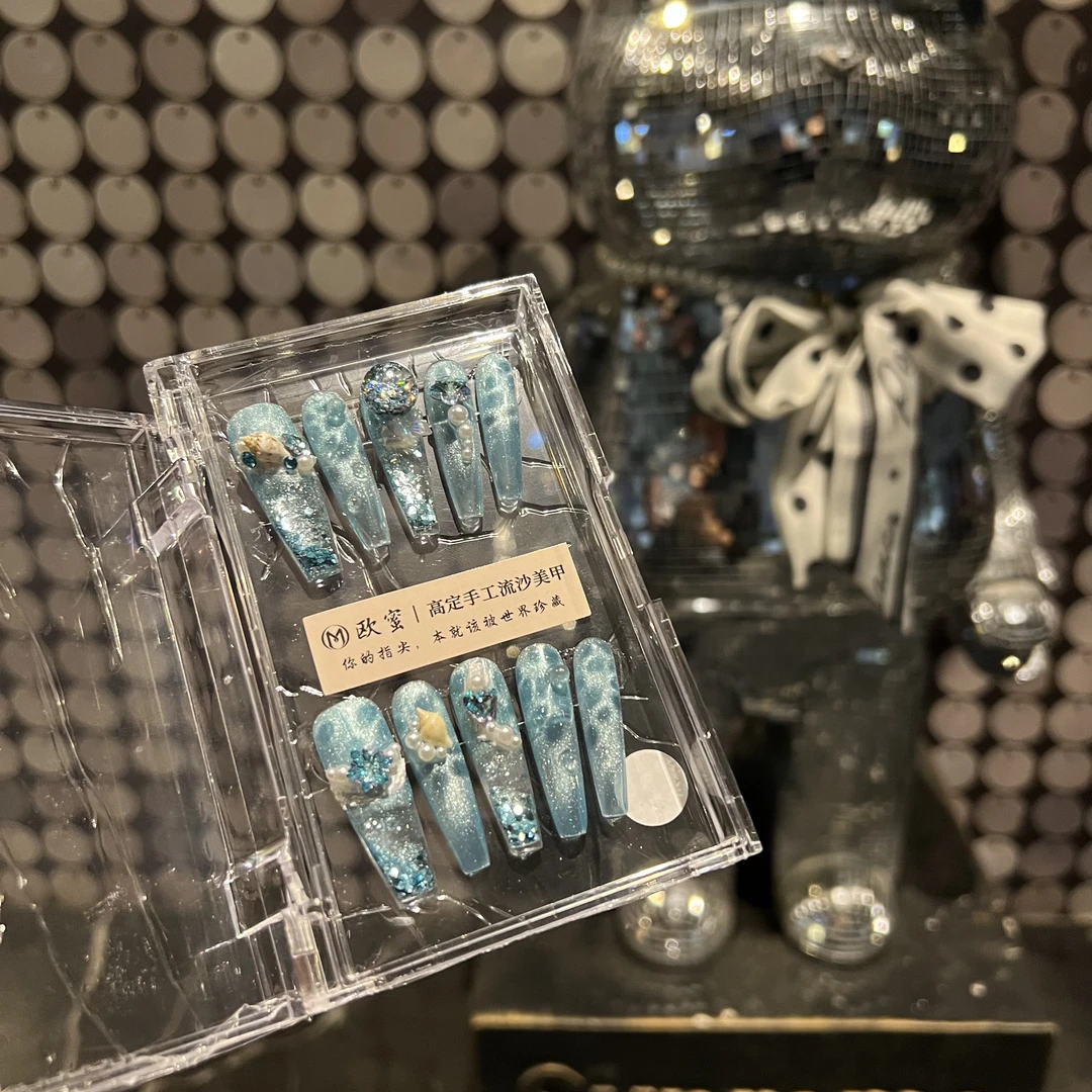 【那片海】纯手绘高级定制手绘雕花纯手工穿戴甲雕花春季新款显白