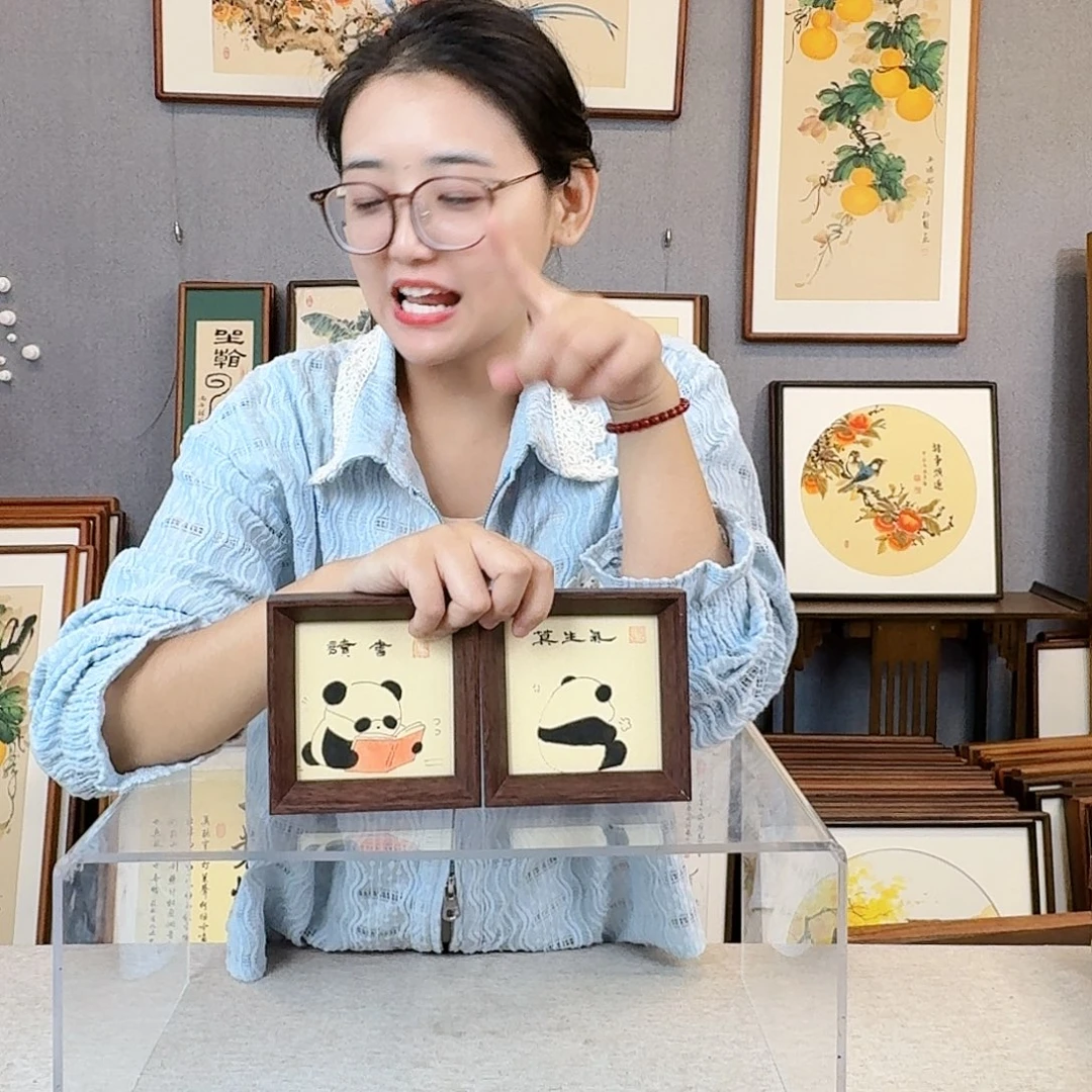 书法纯手绘，纯手写带框尺寸：12×12厘米