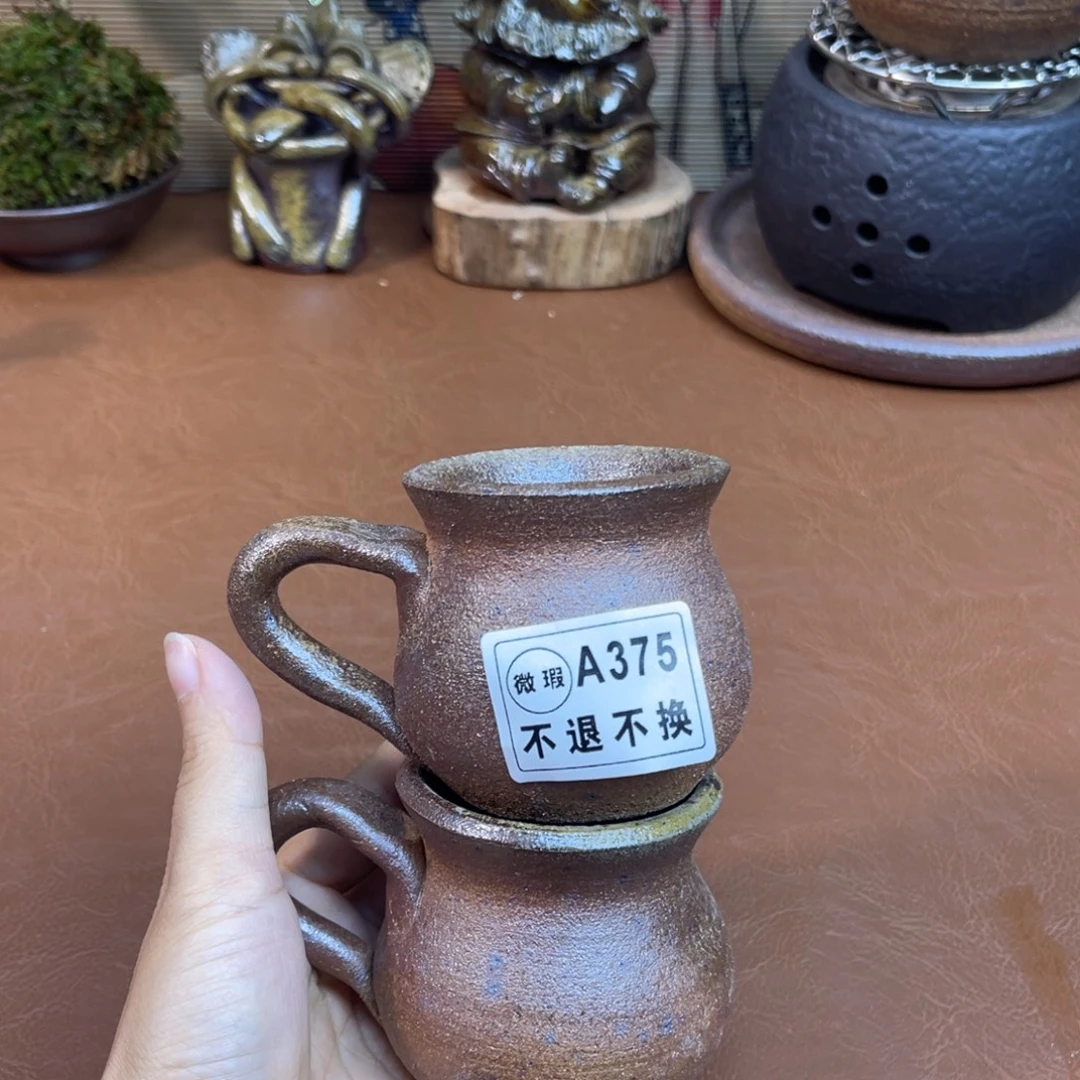 微瑕柴烧粗陶杯一物一拍120-150