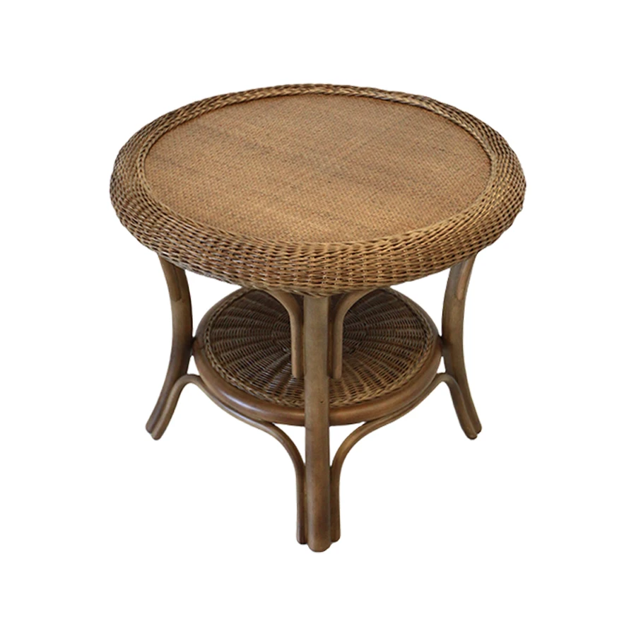 天然藤编圆茶几户外庭院阳台客厅小桌子中式复古休闲吃饭矮桌