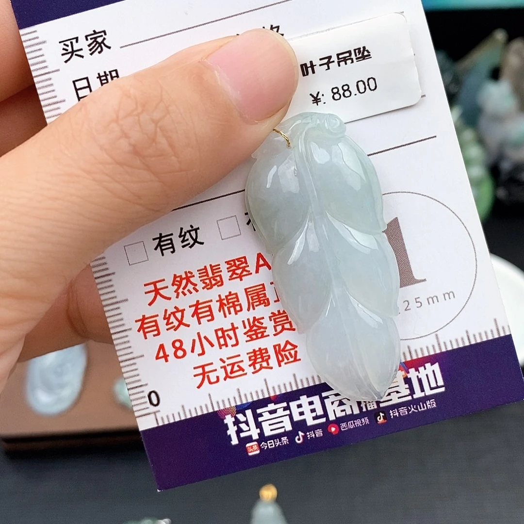 翡翠未镶嵌颈饰叶子